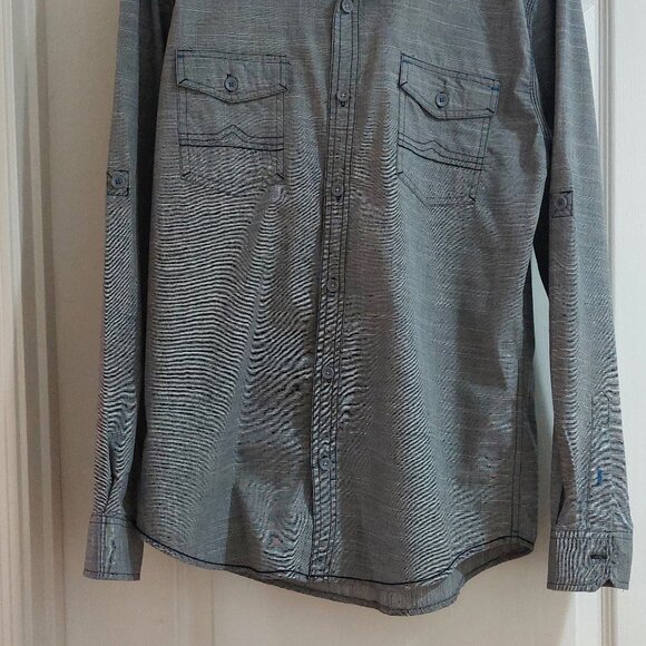 Gray Long Sleeve Button-up Shirt by Tranquility Mayhem Sz M - Picture 4 of 7
